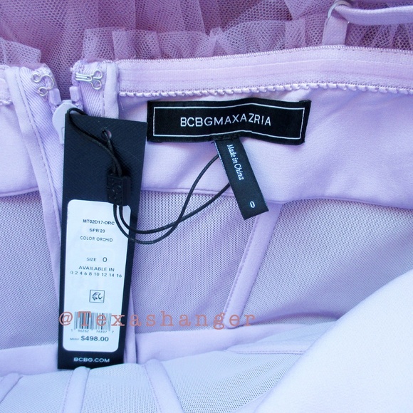 NWT BCBGMaxAzaria Oly Corset Tulle Gown Size 0 Orchid - Picture 13 of 16